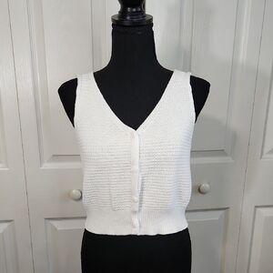 Sincerely Jules White Sweater Vest Size Med Cottagecore Neutral Summer‎ Boho